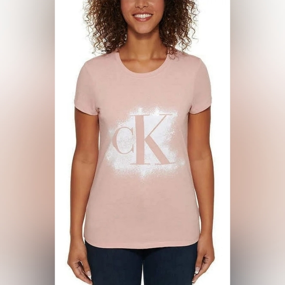 Calvin Klein Jeans Women's Logo Tee T-Shirt Enchant Blush Pink Color Size XXL - Picture 9 of 11